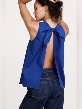 NWT Banana Republic Cotton Poplin Cowl-Neck Top in Cape Blue